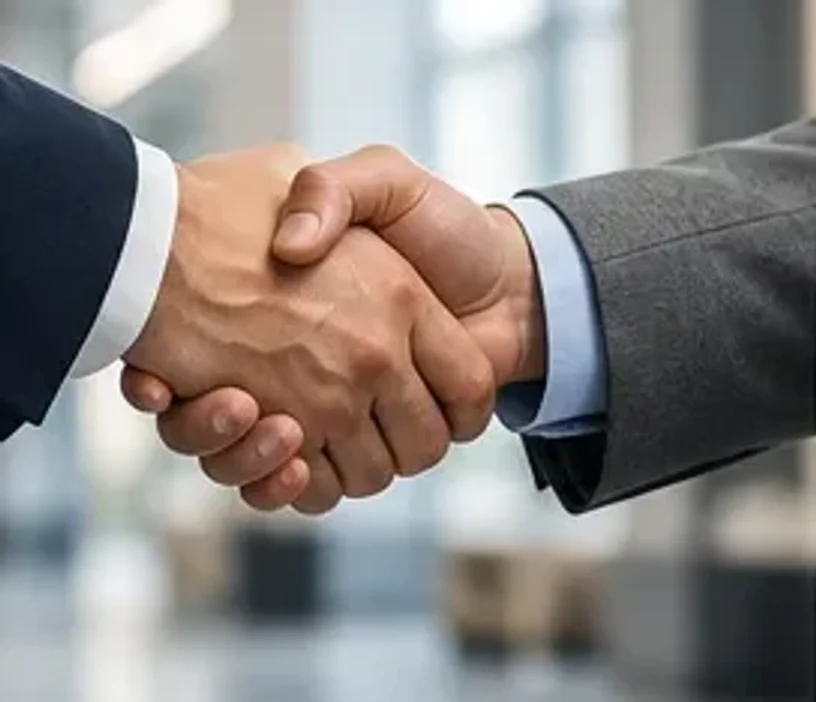 Illustrative image: a handshake between two business professionals