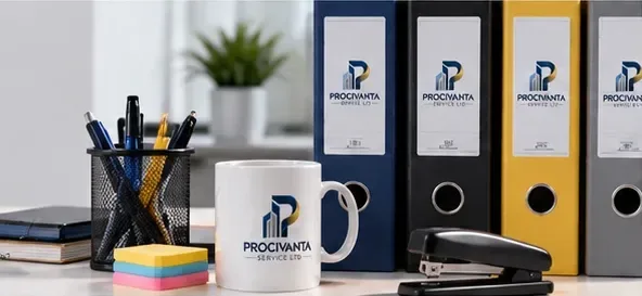 Illustrative image: stationery, lever arch files and workplace consumables on a desk